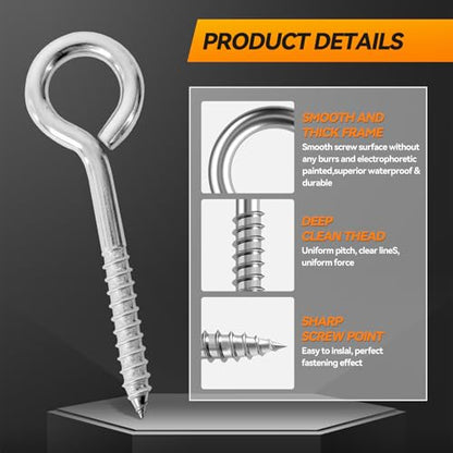 2Pcs 6 Inch Heavy Duty Screw Eyes Hooks (M10-6 Inch)