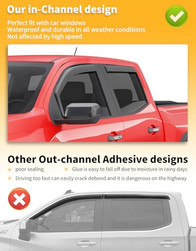 Window Visors Rain Guards for Chevy Colorado (2023-2026 Chevy Colorado/GMC Canyon Crew Cab)
