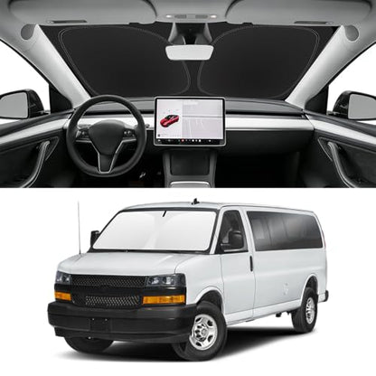 Custom Fit Windshield Sun Shade for Chevrolet Express 1996 (for 1996-2026 Chevy Express)