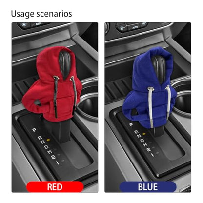 2PCS Car Gear Shift Hoodie Auto Shifter Knob Cover (Red&Blue / 2 Pcs)