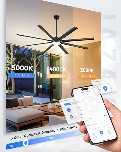 84 Inch Large Ceiling Fan with Light (Matte Black / 84 Inch)