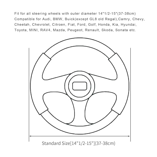 Soft Car Steering Wheel Cover for Sedan (Black / Standard Size[14" 1/2-15"](37-38cm))