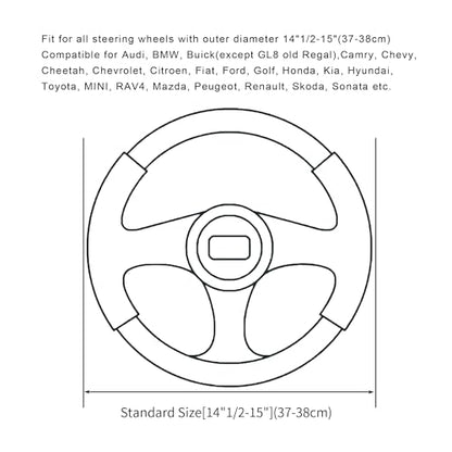 Soft Car Steering Wheel Cover for Sedan (Black / Standard Size[14" 1/2-15"](37-38cm))
