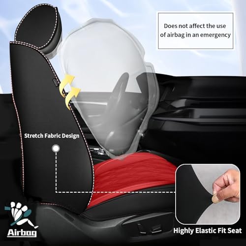 Full Set Waterproof Leather Seat Covers for Toyota Camry 2002 (#067 Black&Red / 3.Camry-5 Seat Covers Full Set)