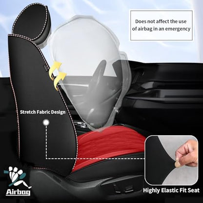 Full Set Waterproof Leather Seat Covers for Toyota Camry 2002 (#067 Black&Red / 3.Camry-5 Seat Covers Full Set)