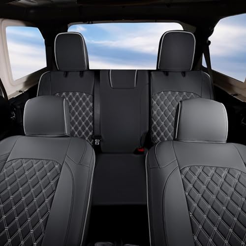 Wrangler JL Seat Covers Custom Fit for Jeep Wrangler (Black&Gray / 18-26 JL 4 Door Without Rear Cup Holder Full Set)