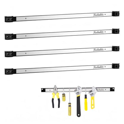 4 Pieces 24" Magnetic Tool Holder Strip (Silver 4PC / 24")