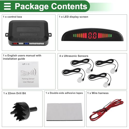 Universal Car Reverse Backup Radar System Parking Sensors (White)