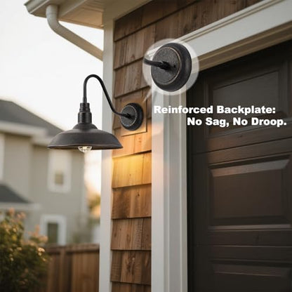 14in Outdoor Gooseneck Barn Light for Farmhouse (Bronze / 14" Dome)