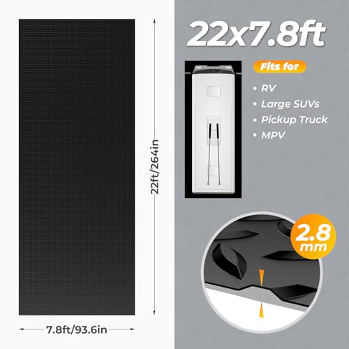 7.8 x 22 FT Garage Floor Mat (7.8 x 22 FT / Black)