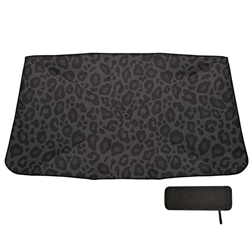 Black Leopard Windshield Sun Shade Umbrella Animal Skin Print Foldable Car Front Window Sunshade Blocks UV Rays Heat Keep Vehicle Cool (multi 1)