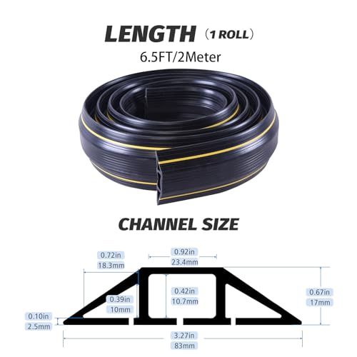 6.5FT Floor Cord Cover for Wires (3 Channel 6.5 ft)
