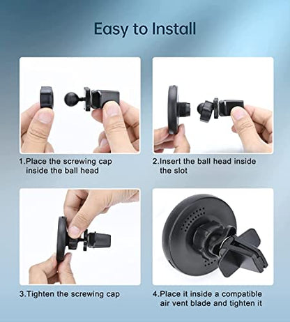 Magnetic Wireless Car Charger Mount Compatible with Magsafe iPhone 15