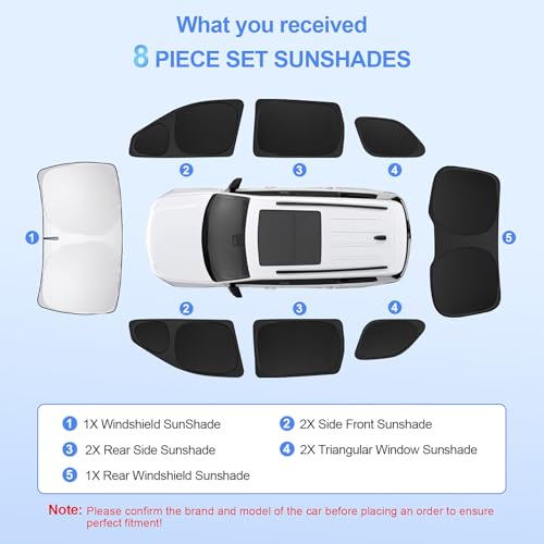 8pcs Car Window Shades for Jeep Grand Cherokee 2011 (for 2011-2021 Jeep Grand Cherokee)