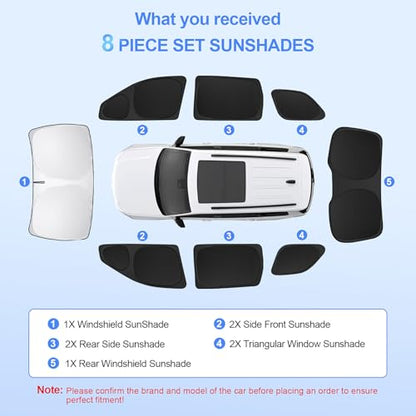 8pcs Car Window Shades for Jeep Grand Cherokee 2011 (for 2011-2021 Jeep Grand Cherokee)