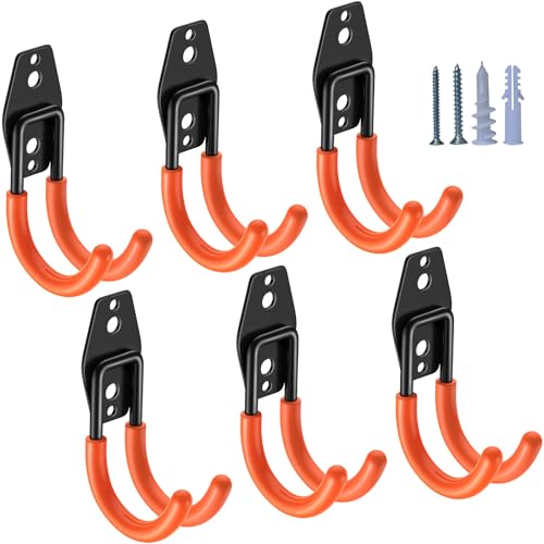 Heavy Duty Garage Hooks 6 Pack (2.6inch J Hook / Orange Small J Hook)