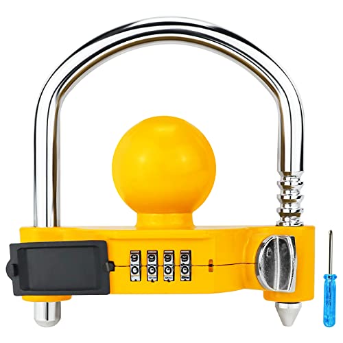 1 Pack Universal Hitch Lock with Combination Lock (Yellow)