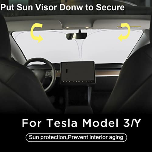 Windshield Sun Shade for 2017 (Red / Tesla Model Y/3 (Custom Fit))