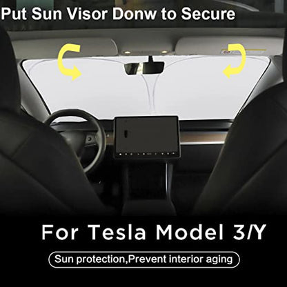 Windshield Sun Shade for 2017 (Red / Tesla Model Y/3 (Custom Fit))