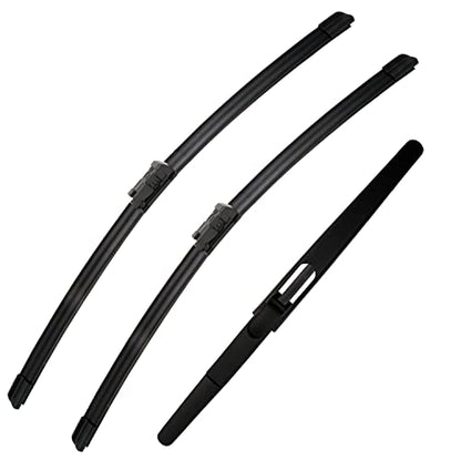 3 Windshield Wipers Set (26''+23''+12''(Front & Rear Oem Wipers)-Top Lock)