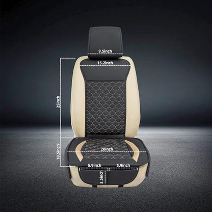 Leather Car Seat Covers Front 2PC Black Gold Luxury Waterproof (Black/Glod)
