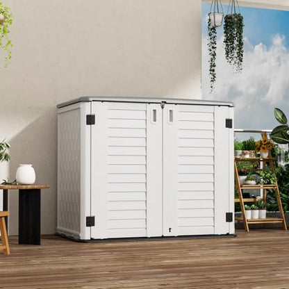 Outdoor Patio Storage Shed (Ivory White-26Cu.ft)