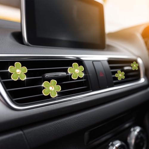 6 Pcs Daisy Vent Clips for Car (Green / 1 Count (Pack of 6))