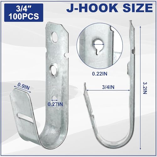 100 Pcs 3 4'' Cable Support J (3/4 Inch)