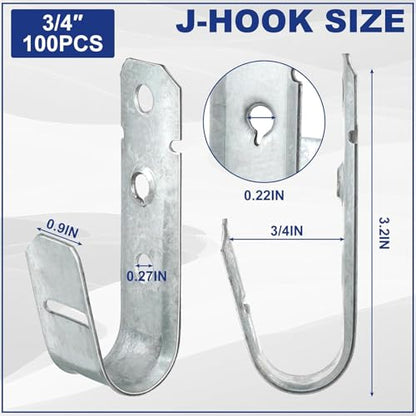 100 Pcs 3 4'' Cable Support J (3/4 Inch)