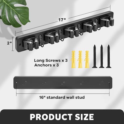 Broom Holder Wall Mount (Black)
