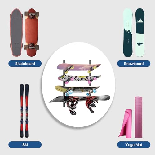 Skateboard Rack Wall Mount (4-floor black)