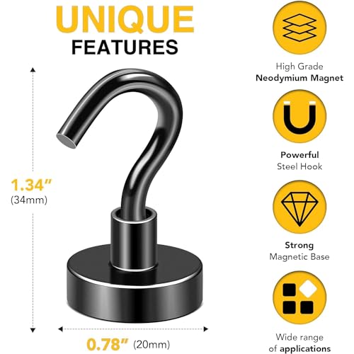Magnetic Hooks 8pcs 50lbs Cruise Essentials 2026 Magnet Hook Black