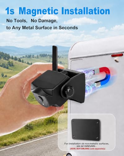 1080P Magnetic Wireless Backup Camera 90 (One Camera without Solar Panel)