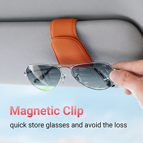 Sunglass Holder for Car Sun Visor Sunglasses Clip Car accessories (Orange)
