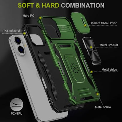 Phone Case for 16 Plus Case iPhone 16 Plus Phone Case with Camera Lens Cover (iPhone 16 Plus 【6.7 inch】 / Olive Green)