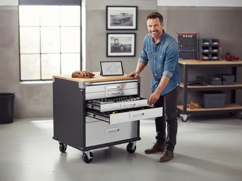 Heavy Duty Rolling Storage Cabinet with Wheels and Drawers (6 Drawer (28" W x 25" D x 34.5" H) / Graphite)