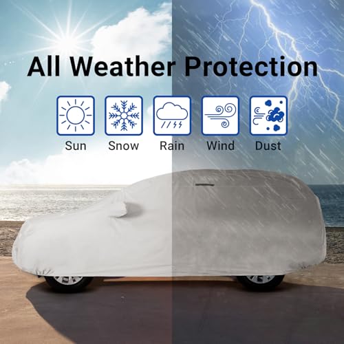 Car Cover Waterproof All Weather for 1995 (Light Gray / Black (Stripe) / 58. Tahoe 2-Door 1995-2000)