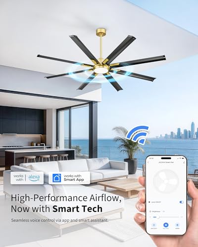 72 Inch Large Ceiling Fan with Light (Black & Gold / 72 Inch)