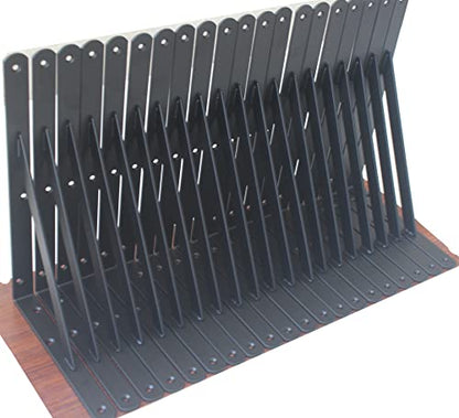 6 Pack L12 x H 8" Black Heavy Duty Shelf Brackets with Screws Metal Shelf Brackets Shelf Support Angle Brackets for Shelves L Brackets Heavy Duty Floating Shelf (6 Pack-Black / 12''x8'')