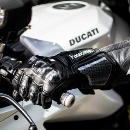 Unisex Leather Motorcycle Touch Gloves KM045 Black S (Small / Black)