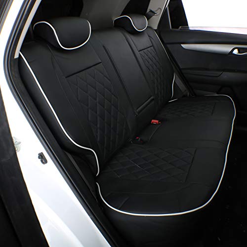 Custom Seat Covers for KIA Sportage 2023 (Black with White Piping / 2023-2026 Sportage (No LX))