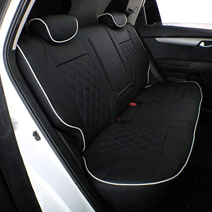 Custom Seat Covers for KIA Sportage 2023 (Black with White Piping / 2023-2026 Sportage (No LX))