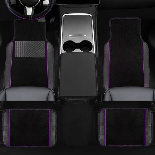 10 Pcs Car Floor Mats Full Set Car Accessories (Car Floor Mats Set / Purple Line)