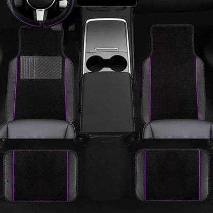 10 Pcs Car Floor Mats Full Set Car Accessories (Car Floor Mats Set / Purple Line)