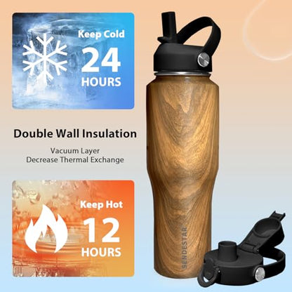 40oz Stainless Steel Water Bottle (Wood / 40 Ounces)