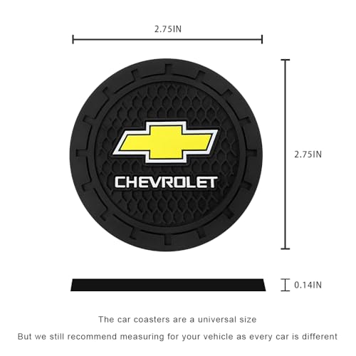 Car Cup Holder Coaster for Chevrolet Series Recessed Silicone Cupholder Coaster Interior Accessories 2.75in 2Pieces Black (Black-10)