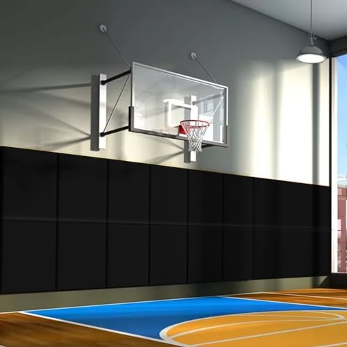 60" 72" High Gym Wall Padding 2" Thick Foam Basketball Court Wall Mount Protector for Garage Taekwondo Babyroom (BLACK / 60" x 24" x 4")