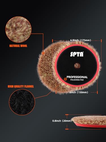 Wool Polishing Pads (2Pcs 6Inch Ultra Coarse Long Hair Wool / 6 Inch (150mm))