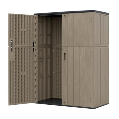 57 Cu.Ft Outdoor Storage Shed Weather Resistant (Brown / Tall Shed-47 cu ft)