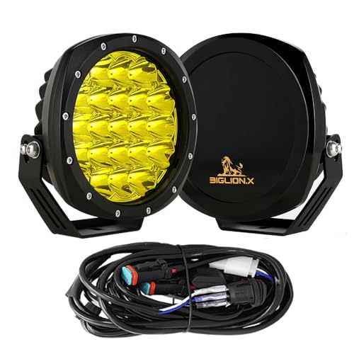 7Inch Round LED Amber Driving Offroad Lights 2PCS 210W 32000LM Amber Off road Lights LED Off Road Light Round Waterproof IP68 IP69K 12V 24V for Pickup Trucks SUV ATV UTV 4x4 (Amber / 7Inch)